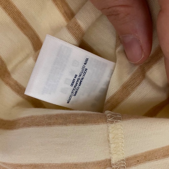 NWT Lands' End Supima Relaxed Long Sleeve Shirt, Pecan Breton Stripe, Size LP - Picture 2 of 5